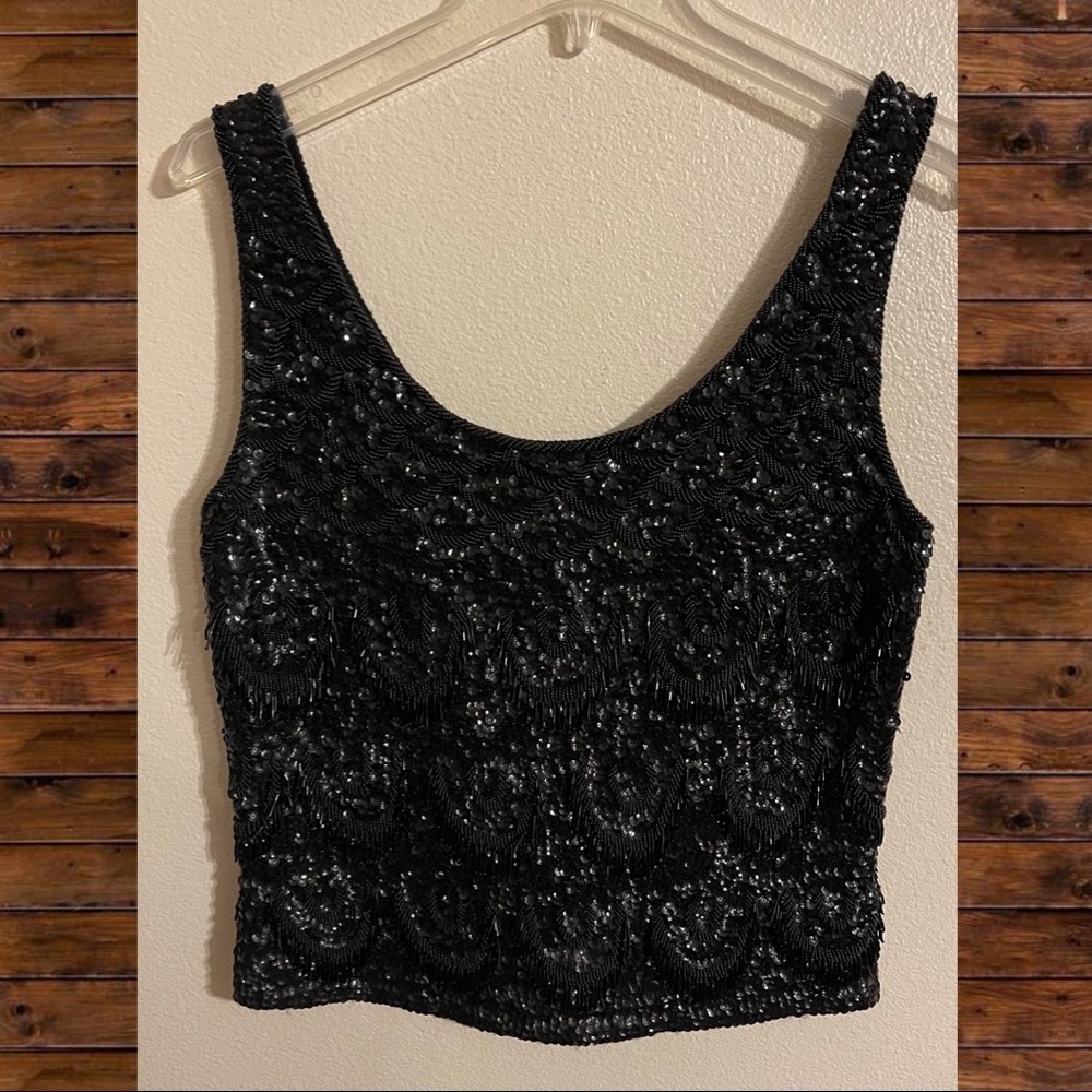 VINTAGE FORESCAST SEQUIN & BEADED TOP